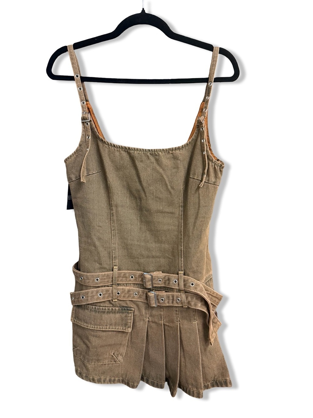 Lioness Biker Mini Dress Petrol Brown Denim belted Revolve NWT M - Picture 4 of 8